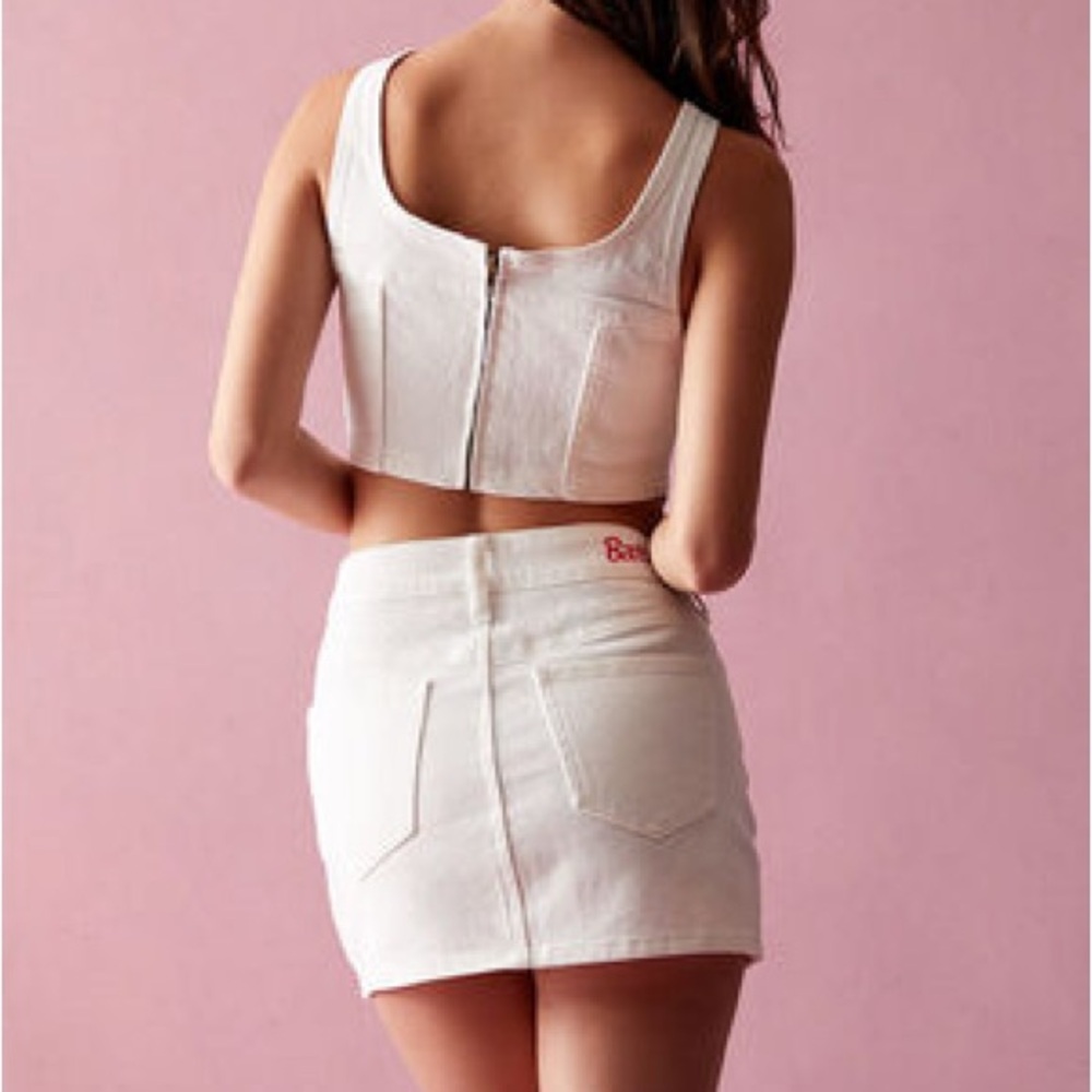 Barbie™ by PacSun White Denim Skirt & Bustier Top Set - Picture 2 of 12
